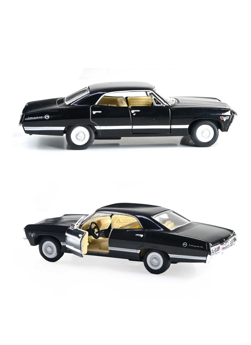 Kinsmart Pull Back Action 1:40 Scale 1967 Chevrolet Impala Doors Openable Collectible Diecast Metal Toy Car  - Image 1