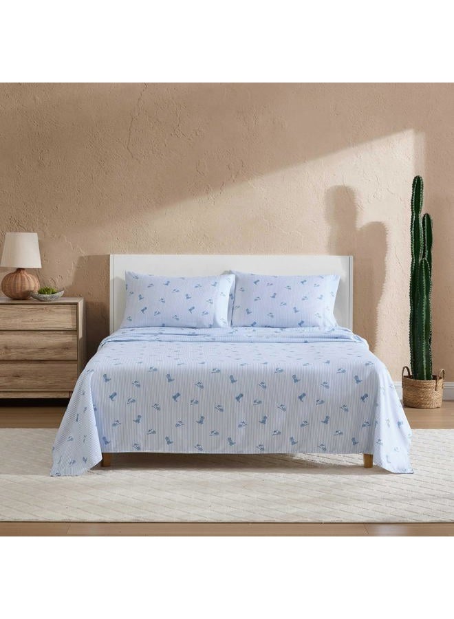 Wrangler Sheet Set, Breathable & Wrinkle Resistant Bedding with Matching Pillowcase, Yellowstone Inspired, Fully Elasticized (Cowboy Pinstripe Blue, King) - Image 2