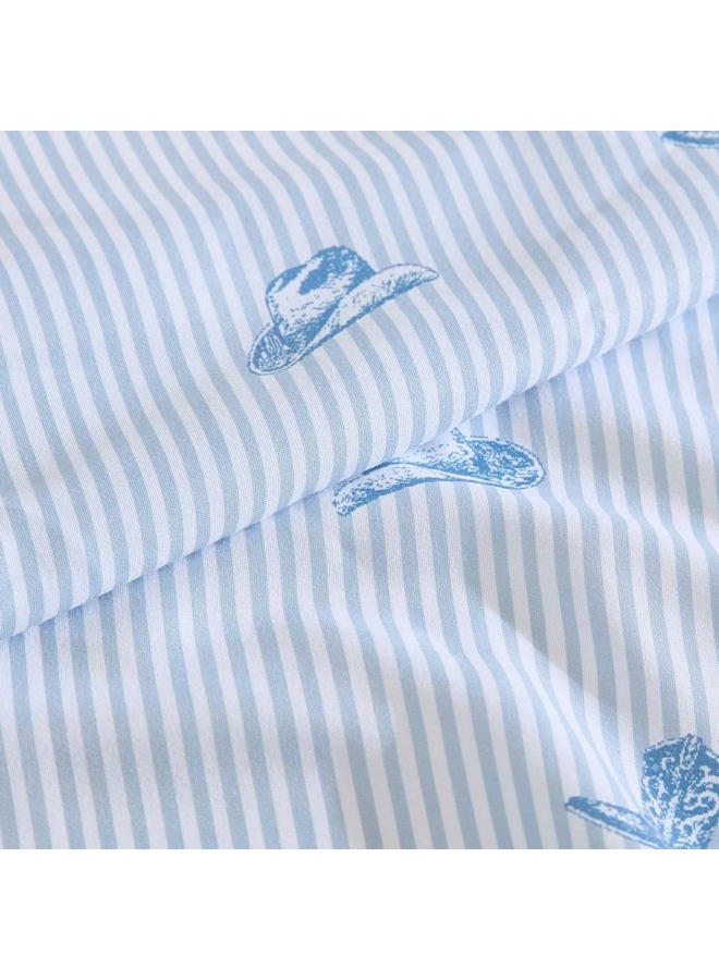Wrangler Sheet Set, Breathable & Wrinkle Resistant Bedding with Matching Pillowcase, Yellowstone Inspired, Fully Elasticized (Cowboy Pinstripe Blue, King) - Image 3