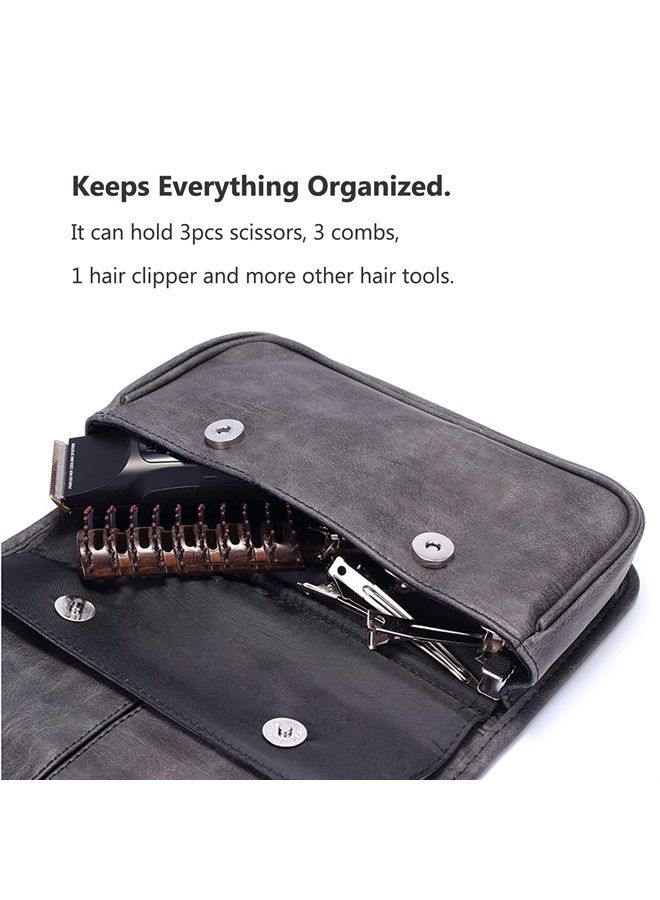 Perfehair Scissor Cases for Hairstylists, Professional Hair Cutting Barber Grooming Shear Tools Holder Pouch Carrying Bag, Pu Synthetic Leather,Black - Image 5