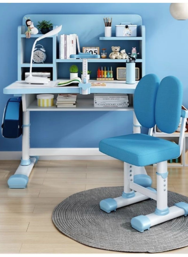 GoldenLike  مجموعات طاولات وكراسي للأطفال، كراسي مكاتب للأطفال، طاولة دراسة للأطفال، طاولة كتابة، محطة عمل كمبيوتر مع درج تخزين كبير ورف كتب، أثاث غرفة نوم للأطفال قابل لتعديل الارتفاع - Image 4