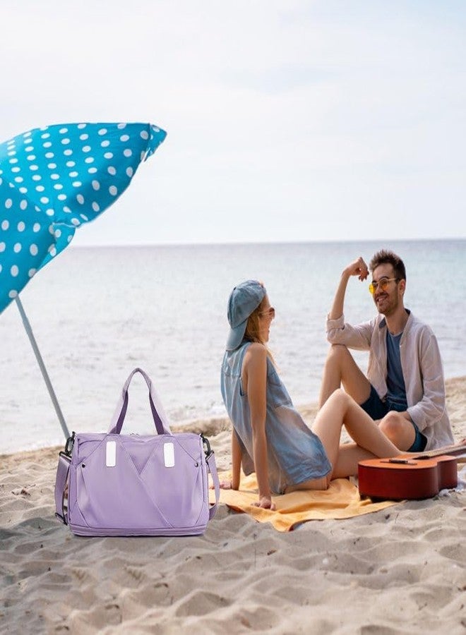 Handcuffs Duffle Bag for Men & Women | Waterproof Gym Bag with Shoe Compartment, Adjustable Shoulder Strap & Wet Pockets | Travel | Workout | Overnight & Weekend Duffel Bags | Trolley Sleeves (Purple) - Image 2