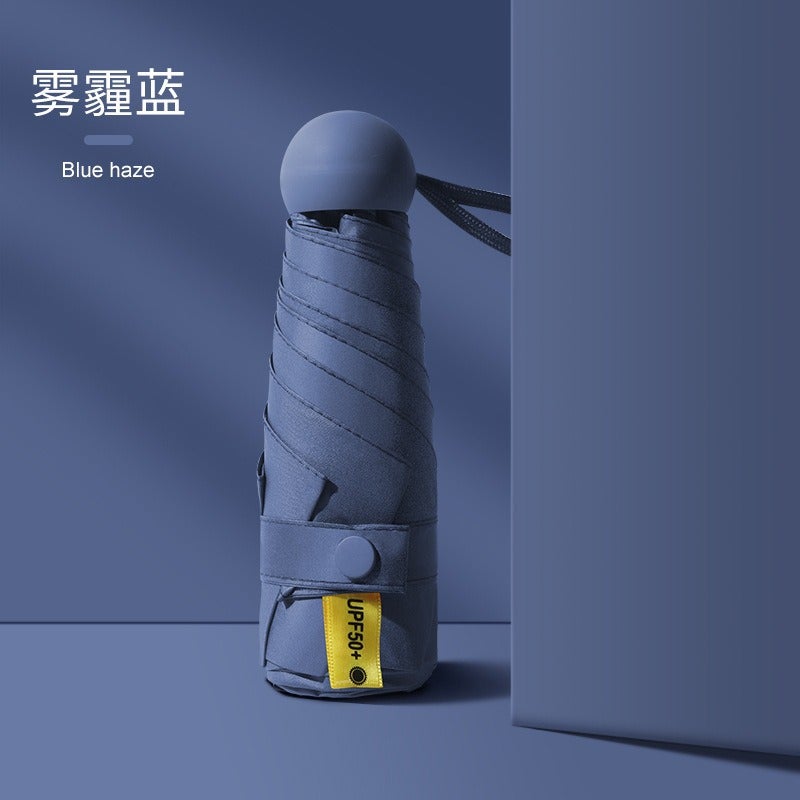 Color Block Folding Umbrella UV Protection Haze blue (cloth cover packaging)