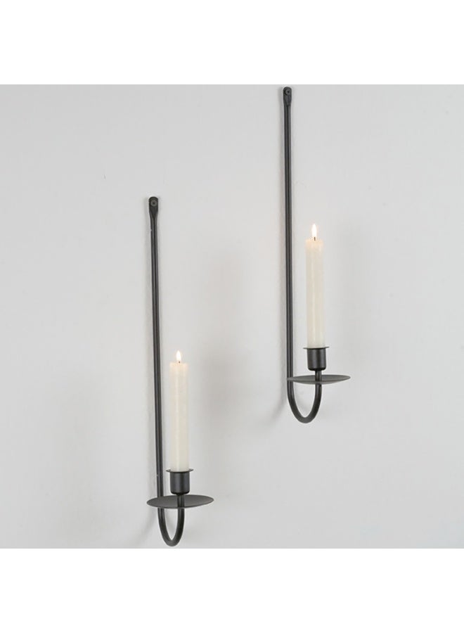 Metal Wall Candle Sconce Holders, Set of 2, 42 cm Long, Black Modern Wall Sconce, for Living Room, Farmhouse, Fireplace, Wedding Decorations - Image 1