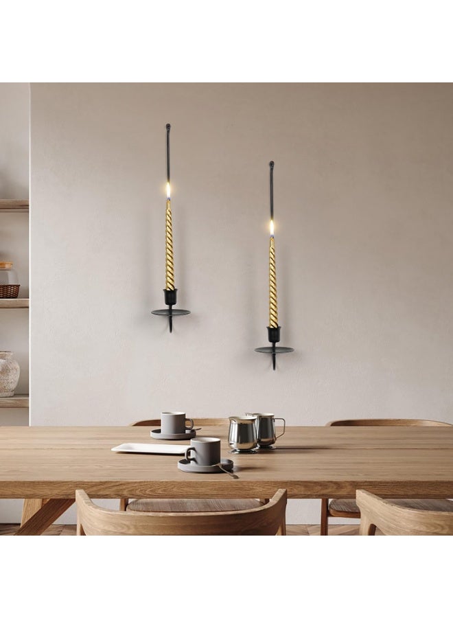Metal Wall Candle Sconce Holders, Set of 2, 42 cm Long, Black Modern Wall Sconce, for Living Room, Farmhouse, Fireplace, Wedding Decorations - Image 2