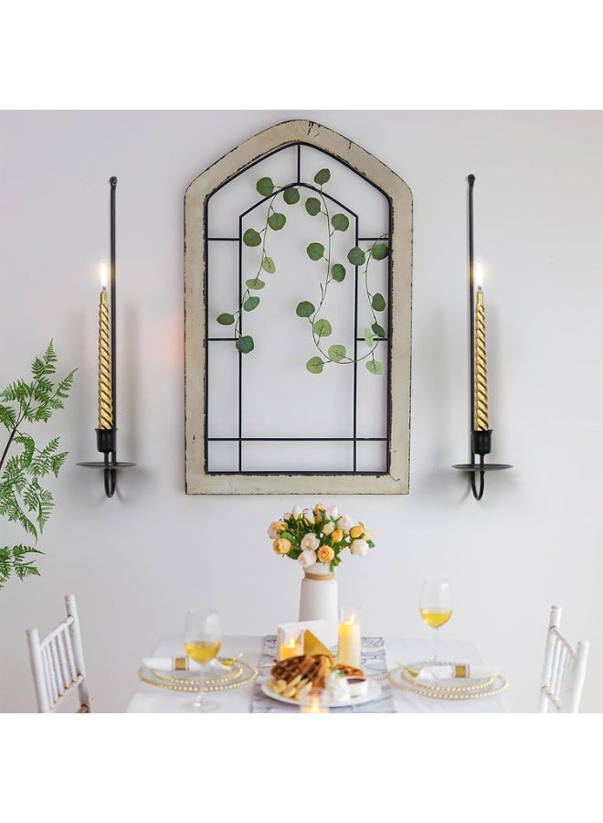 Metal Wall Candle Sconce Holders, Set of 2, 42 cm Long, Black Modern Wall Sconce, for Living Room, Farmhouse, Fireplace, Wedding Decorations - Image 3