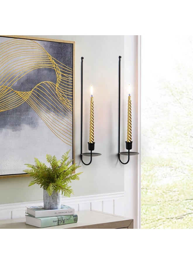 Metal Wall Candle Sconce Holders, Set of 2, 42 cm Long, Black Modern Wall Sconce, for Living Room, Farmhouse, Fireplace, Wedding Decorations - Image 4