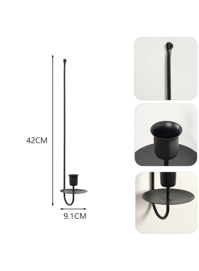 Metal Wall Candle Sconce Holders, Set of 2, 42 cm Long, Black Modern Wall Sconce, for Living Room, Farmhouse, Fireplace, Wedding Decorations - Image 5