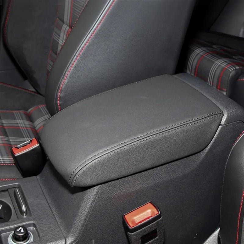 QASULER Black PU Leather Armrest Cover for VW Golf 7 - Image 4