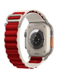 Alpine Loop Band 49mm 45mm 44mm for Apple Watch Series Ultra/8/SE/7/6/5/4/3/2/1 Nylon Woven Textile Loop Sport Strap Wristband Red/White