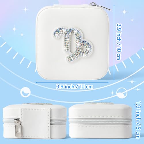 K1tpde Zodiac Travel Jewelry Case for Women, Small Organizer Box for Ring Earring Pendant Necklace Bracelet, Birthday Gifts for Mom, Lover, Capricorn - Image 2