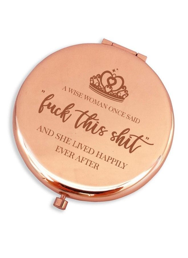 BLUE LEAVES - Fun Birthday Gifts For Womenluck This Sht Makeup Mirror Rose Goldfunny Birthday Mother'S Day Retirement Divorce For Women - Image 1