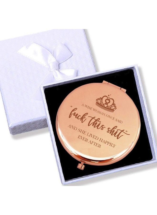 BLUE LEAVES - Fun Birthday Gifts For Womenluck This Sht Makeup Mirror Rose Goldfunny Birthday Mother'S Day Retirement Divorce For Women - Image 1