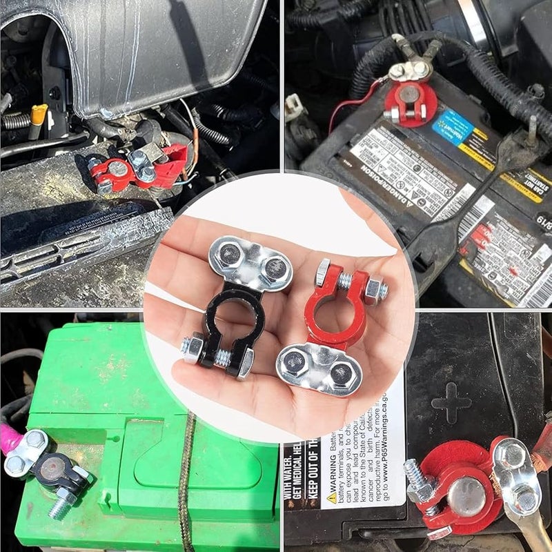 Cannonfish Universal negative and positive battery cable terminals, battery terminals, color-coded clamp connectors with matching anti-corrosion felt fiber washers, kit - Image 2
