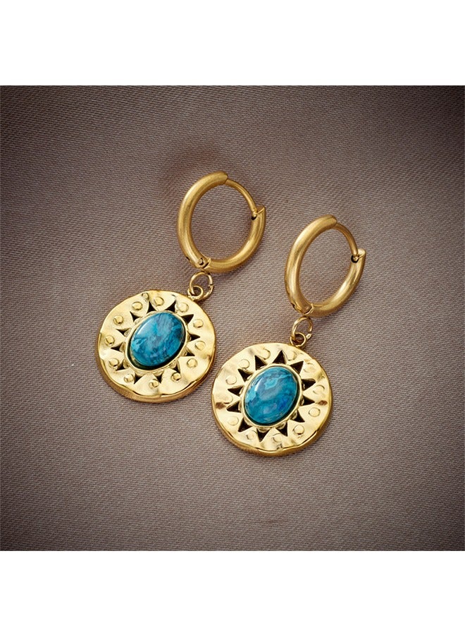 Beyond Turquoise Earrings for Women, Anti Rust and Anti Fading Hypoallergenic 14K Gold Earrings, Fashion Jewelry Gift (Golden) - Image 3