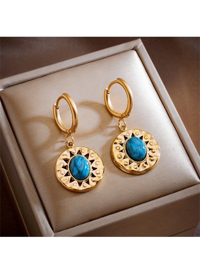 Beyond Turquoise Earrings for Women, Anti Rust and Anti Fading Hypoallergenic 14K Gold Earrings, Fashion Jewelry Gift (Golden) - Image 4