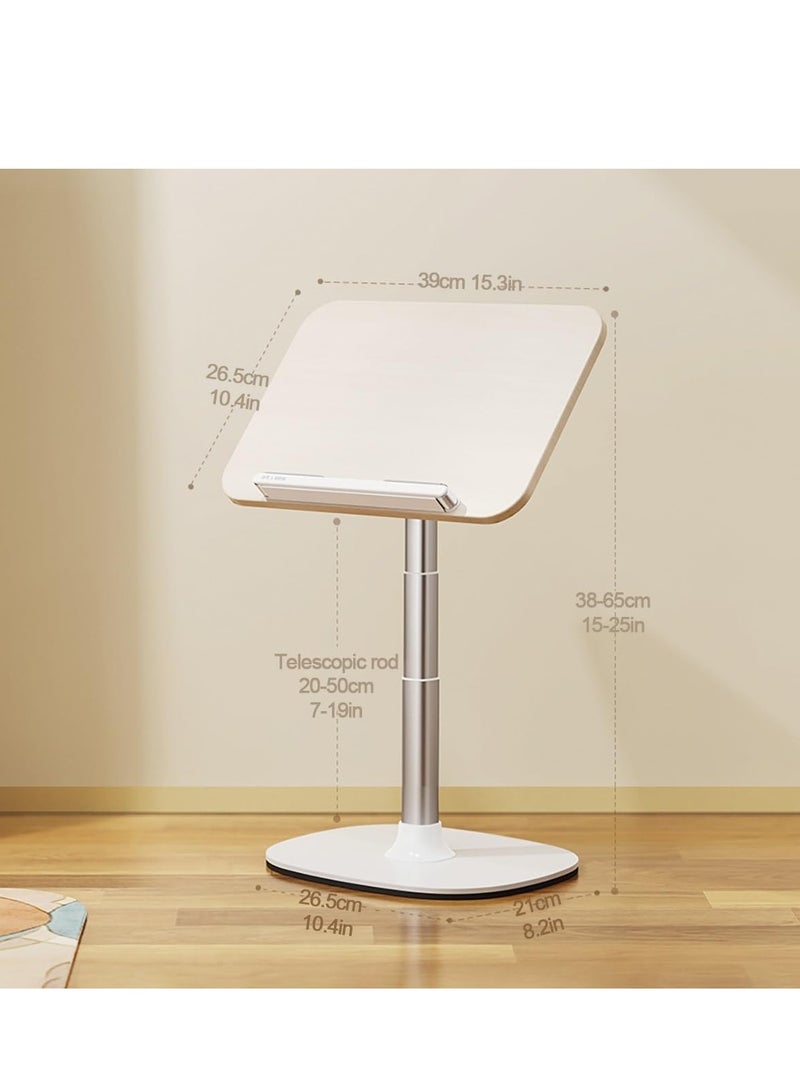 شو وو حامل كتب أرضي للقراءة، رف كتب مكتبي بزاوية وارتفاع قابلين للتعديل، رف قراءة متعدد الوظائف للكتب الثقيلة والكمبيوتر المحمول والكمبيوتر اللوحي والهاتف، أبيض - Image 2