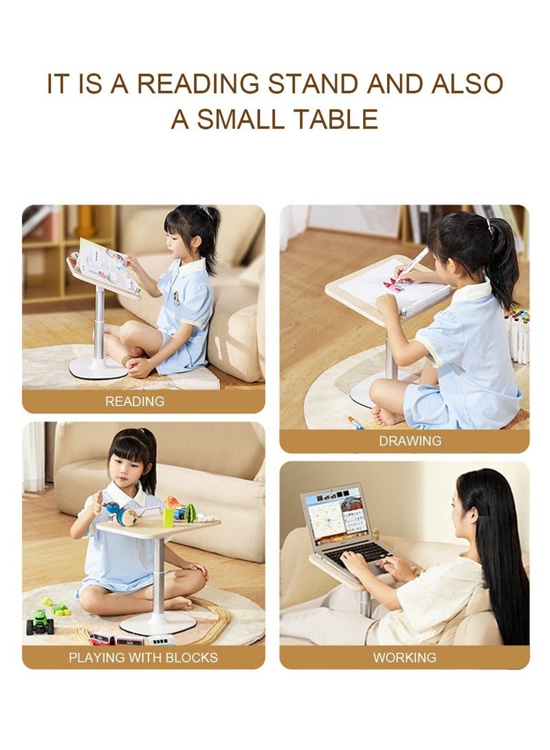 شو وو حامل كتب أرضي للقراءة، رف كتب مكتبي بزاوية وارتفاع قابلين للتعديل، رف قراءة متعدد الوظائف للكتب الثقيلة والكمبيوتر المحمول والكمبيوتر اللوحي والهاتف، أبيض - Image 5