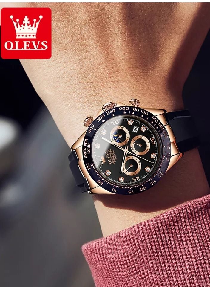 أوليفز ساعة يد رجاليه بسوار سيليكون مطاطي أسود من أوليفز - Image 3