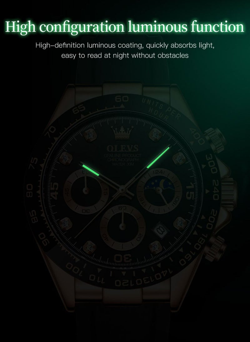 أوليفز ساعة يد رجاليه بسوار سيليكون مطاطي أسود من أوليفز - Image 4