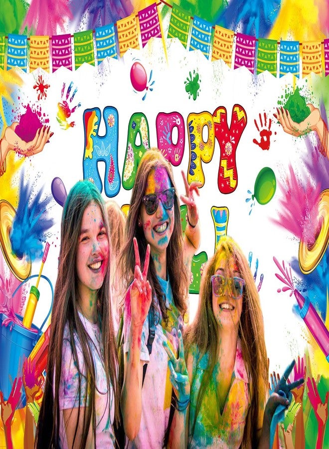 CINRAY Happy Holi Banner Backdrop 7x5FT Colorful Indian Hindu Festival Party Photography Background Holi Party Decorations Supplies Photo Props - Image 3
