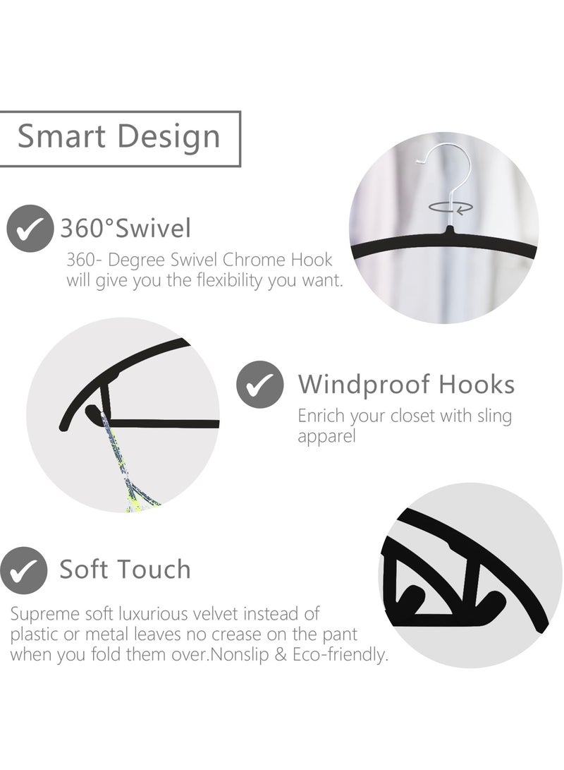 Aideli Pack of 20 Premium Velvet Hangers – Heavy-Duty, Non-Slip, Space-Saving Design with Chrome Hooks – Rounded Shoulders for Coats, Sweaters, Jackets & Pants - Image 2