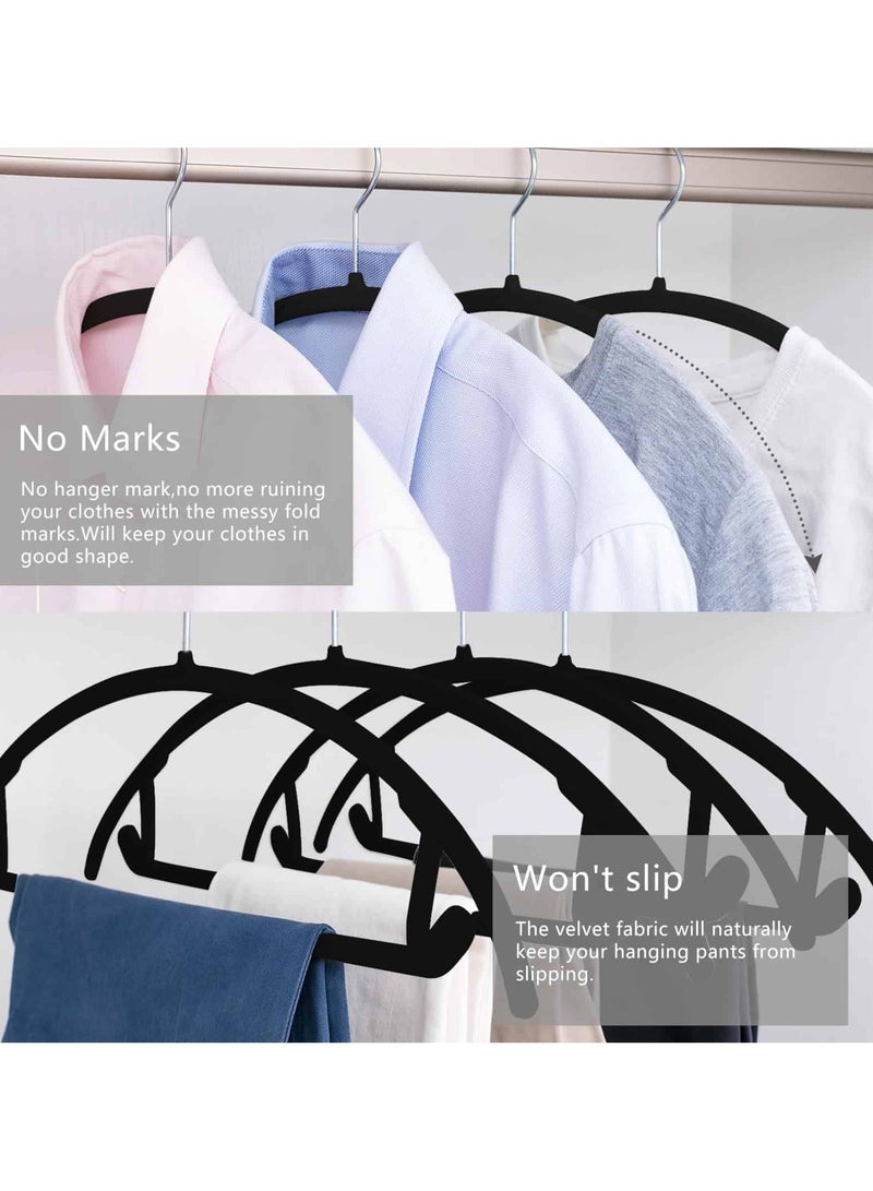 Aideli Pack of 20 Premium Velvet Hangers – Heavy-Duty, Non-Slip, Space-Saving Design with Chrome Hooks – Rounded Shoulders for Coats, Sweaters, Jackets & Pants - Image 3