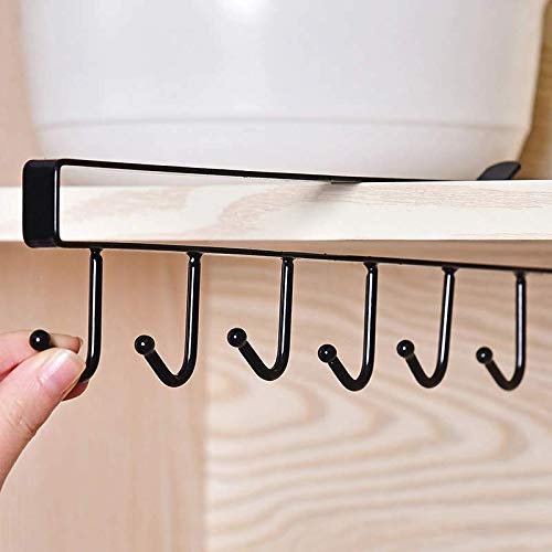 METALIYA METALIYA Mug Cups Wine Glasses Storage Hooks Kitchen Utensil Ties Belts and Scarf Hanging Hook Rack Holder Under Cabinet Closet Without Drilling Black  - Image 2