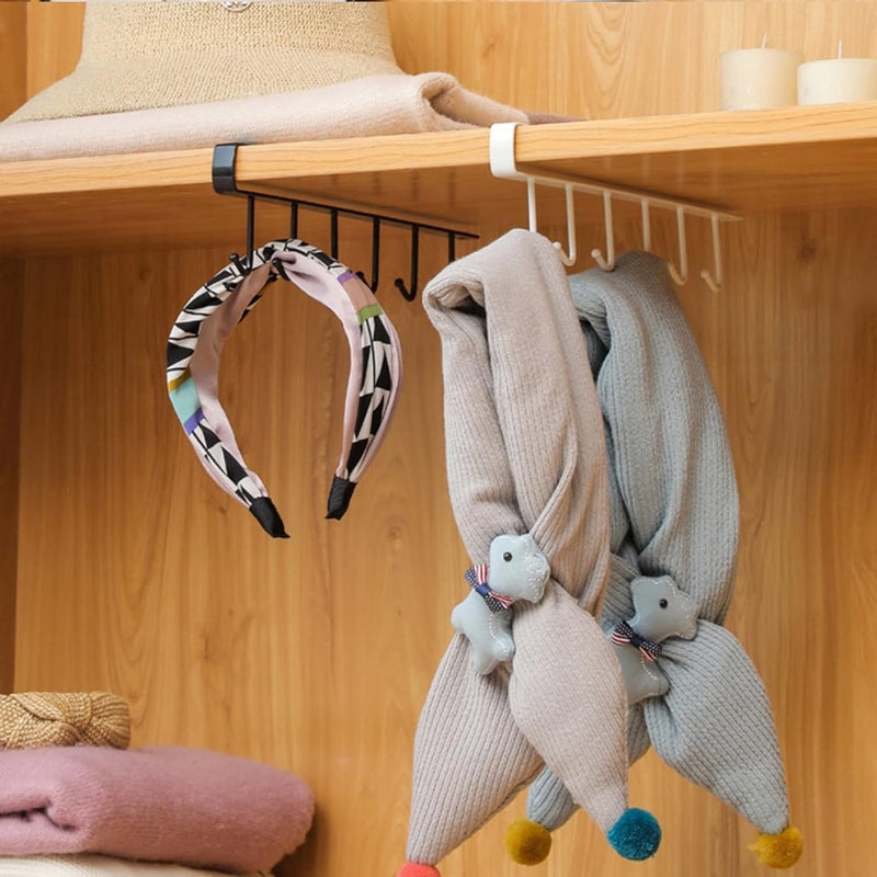 METALIYA METALIYA Mug Cups Wine Glasses Storage Hooks Kitchen Utensil Ties Belts and Scarf Hanging Hook Rack Holder Under Cabinet Closet Without Drilling Black  - Image 3