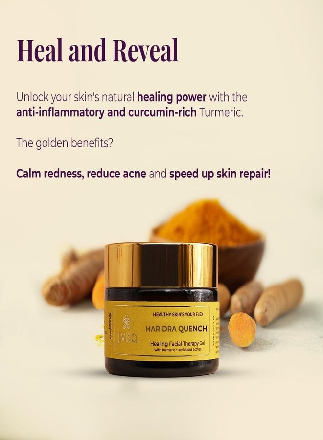 JiViSa Haridra Quench Healing Face Gel - Lightweight Moisturizer with Turmeric, Niacinamide & Aloe Vera | Fast Absorbing Gel for Oily & Sensitive Skin | Brightening & Hydrating Facial Therapy (8g) - Image 5