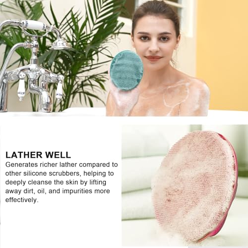 Innerneed Soft Silicone Body Cleansing Brush Shower Scrubber, Gentle Exfoliating and Massage for All Kinds of Skin (Pink+Dark Green) - Image 5