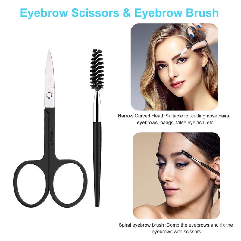 UUBAAR 6 PCS Professional Tweezers Set - Stainless Steel Precision Tweezer Kit for Eyebrows, Facial Hair, Ingrown Hair & Splinter Removal with Travel Case (Black) - Image 4