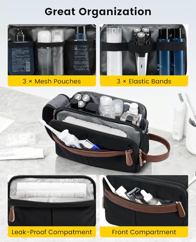 Vorspack Canvas Toiletry Bag for Men - Water Resistant Travel Bag for Toiletries, Bathroom Essentials, Accessories - Black - Image 3