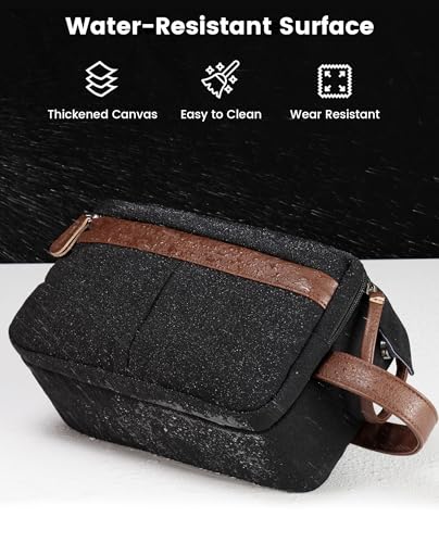 Vorspack Canvas Toiletry Bag for Men - Water Resistant Travel Bag for Toiletries, Bathroom Essentials, Accessories - Black - Image 4