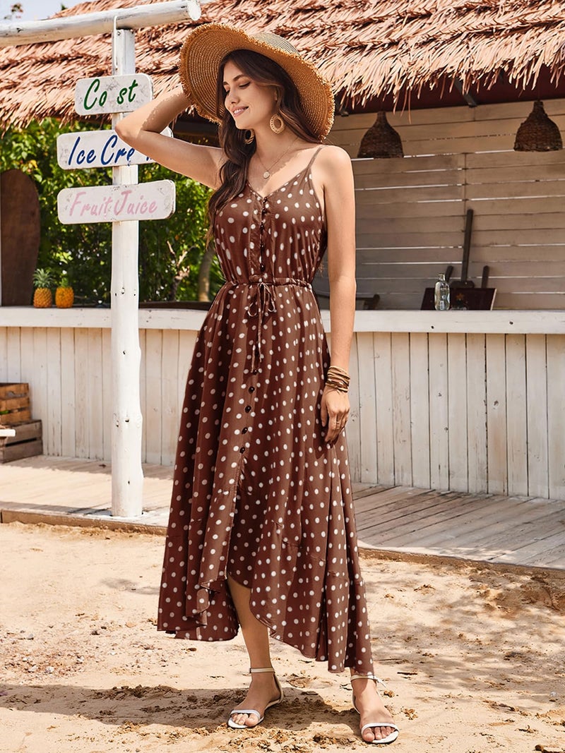 BROVAVE Casual Summer Dresse for Women: Rayon Fabric 20% Increased Breathability - 2026 Spaghetti Sundress for Beach Vacation Brown - Image 3