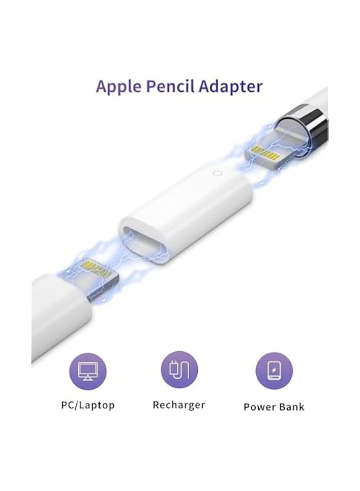 PROMASS Magnetic Replacement Cap, Charger Adapter, Replacement Tip, for Apple Pencil 1st Generation with Silicone Protective Cap Holder (White- Combo) - Image 3