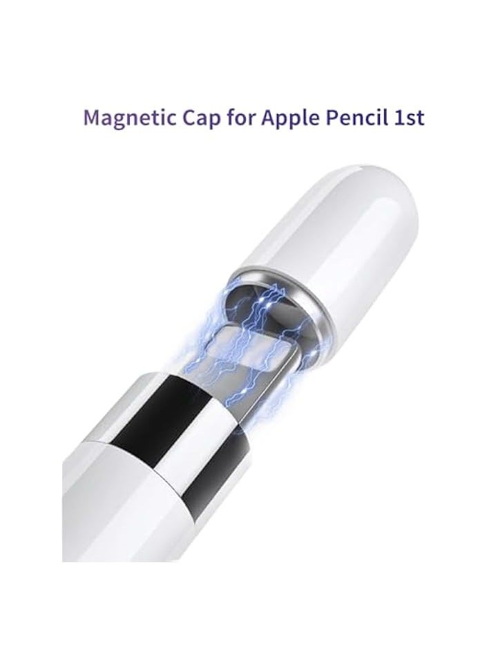 PROMASS Magnetic Replacement Cap, Charger Adapter, Replacement Tip, for Apple Pencil 1st Generation with Silicone Protective Cap Holder (White- Combo) - Image 4