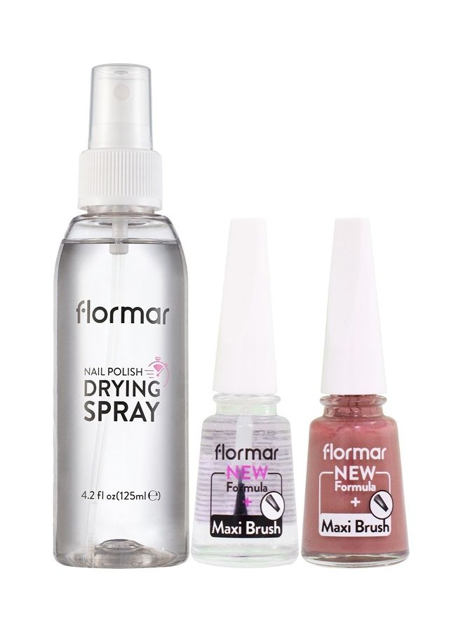 flormar Nail Polish Drying Spray + 2Pc Nail Enamel Giftset - Image 3