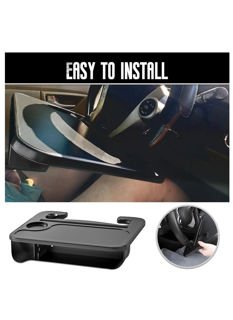 SYOSI Car Steering Wheel Tray, 2 In 1 Seat Gap Filler Organizer, Multifunctional Car Seat Accessories, Tray For Laptop Eating Working, Seat Organizer for Holding Phone, Sunglasses, Keys, Drink, Writing  - Image 5