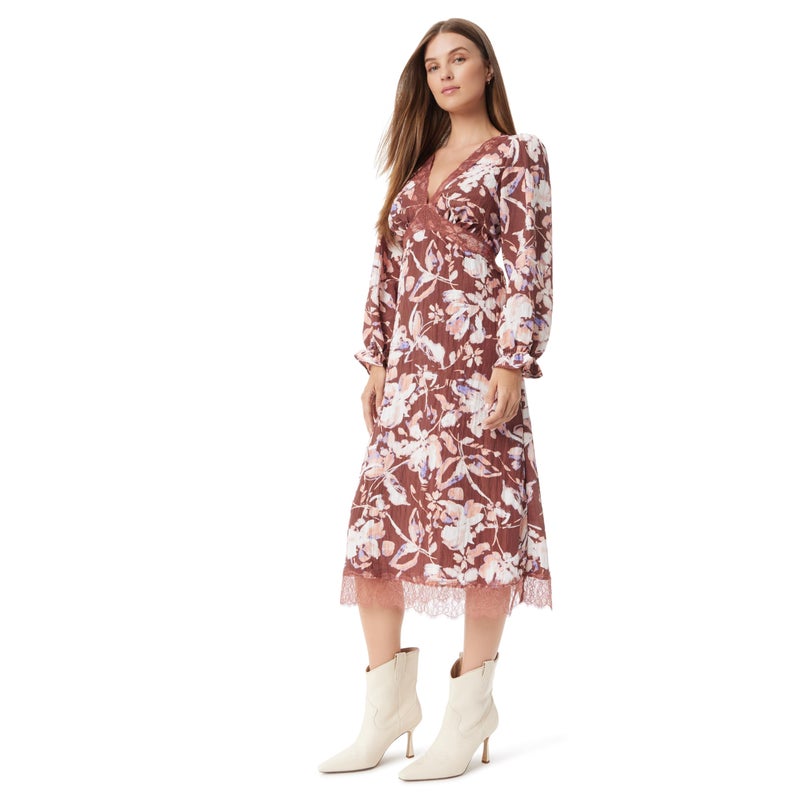Sam Edelman Womens Camila 3/4 Sleeve Lace Trim Midi Dress Standard - Image 3