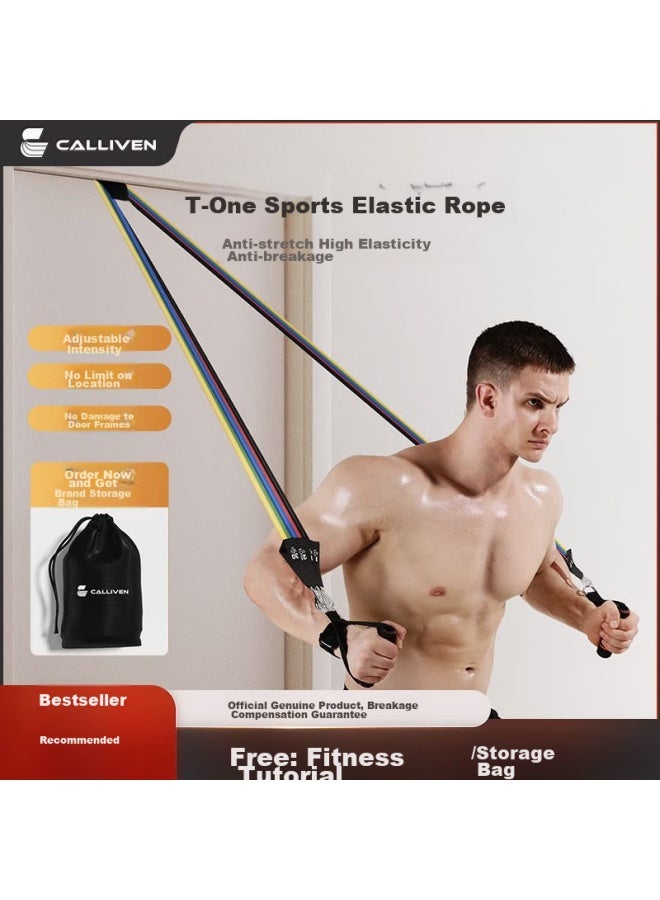 Calliven Resistance Band, Fitness Rope For Men, Elastic Band, Pull-up Bar, Resistance Band For Chest Muscle Training, Home Gym Equipment, 170 Lbs + Handle - Image 2