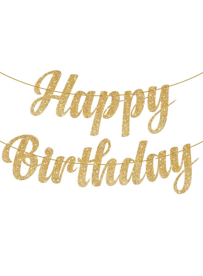 KatchOn, Glitter Gold Happy Birthday Banner Prestrung - 10 Feet, NO DIY | Gold Happy Birthday Sign | Happy Birthday Gold Banner for Gold Birthday Decorations | happy birthday decorations gold banner - Image 1