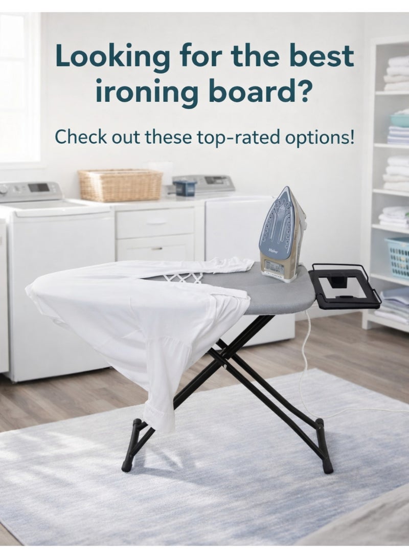 F.A.M.S Heavy-Duty Ironing Board with Iron Rest, Foldable & Adjustable Height, Breathable Mesh Top, Stable Non-Slip Legs for Home Laundry Use - Image 4