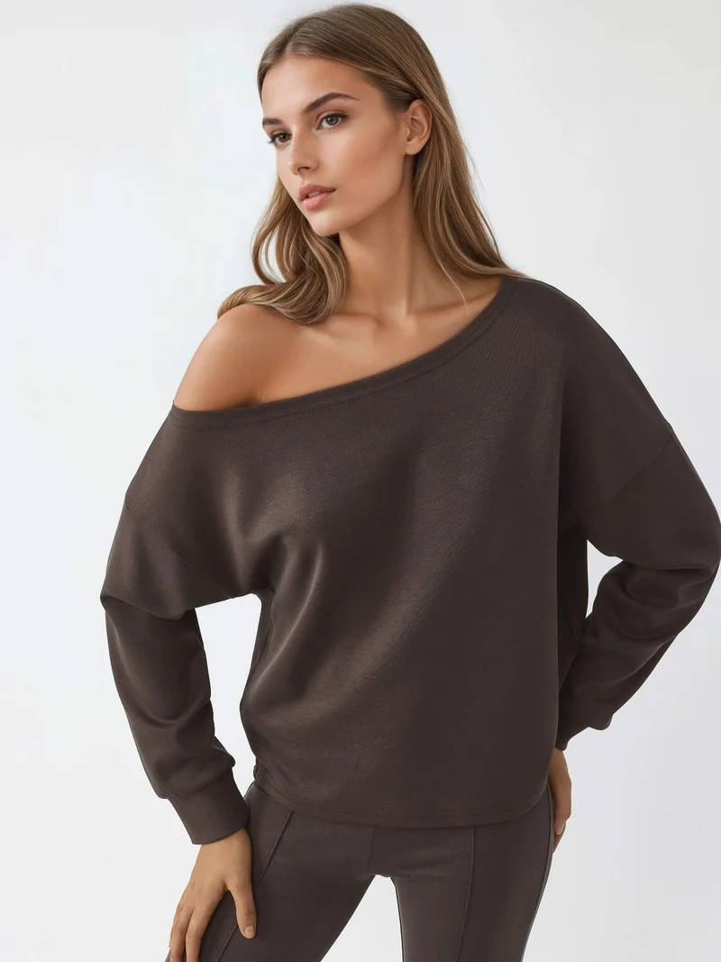 BUSEM Asymmetrical Collar Relaxed Fit Sweatshirt