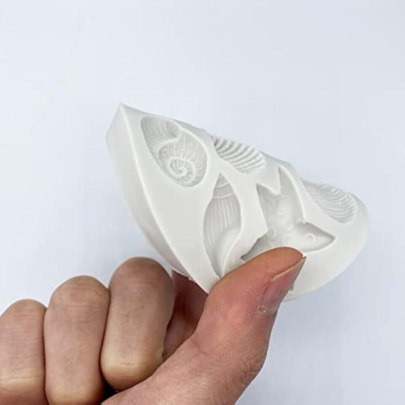 3 PCS Marine Theme Cake Fondant Silicone Mold Seashell Conch Starfish Coral Under the Sea Handmade Pastry Baking Molds for DIY Cake Border Decoration Chocolate Candy Polymer Clay Crafting Projects - Image 4