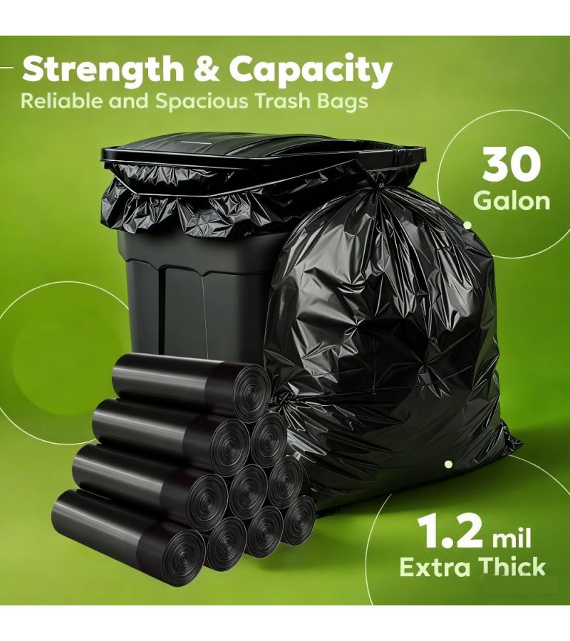 200 Pieces Heavy Duty Leak Proof Odor Blocking Drawstring Garbage Bags Kitchen Bathroom Office Outdoor - Image 3