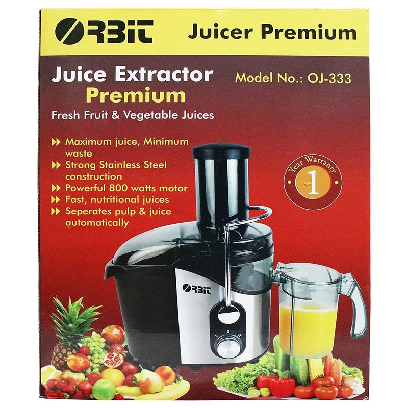 ORBIT ORBIT Juice Extractor Premium Stainless Steel OJ333 W 800 Juicer Allin1 Fruit Vegetable Juicer 1 Jar SilverBlack  - Image 5