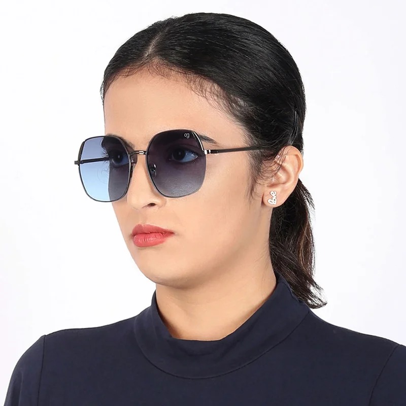 Woggles Latest & Stylish UV Protected Glow BlueX Black Round Sunglasses for Men & Women
