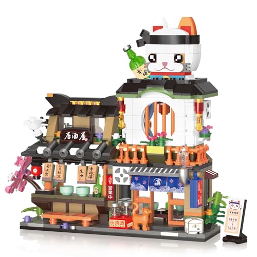 TOY PLAYER مجموعة كتل البناء المصغرة لمتجر إيزاكايا في الشارع الياباني 809 قطعة - ألعاب يابانية مبدعة لطيفة - Image 1