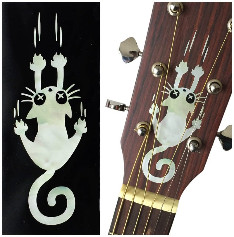 Jamow B-300RC-WT Ripping Slipping Cat - Inlay Sticker for Cats, Guitars and Bass Musical Instruments (WT)